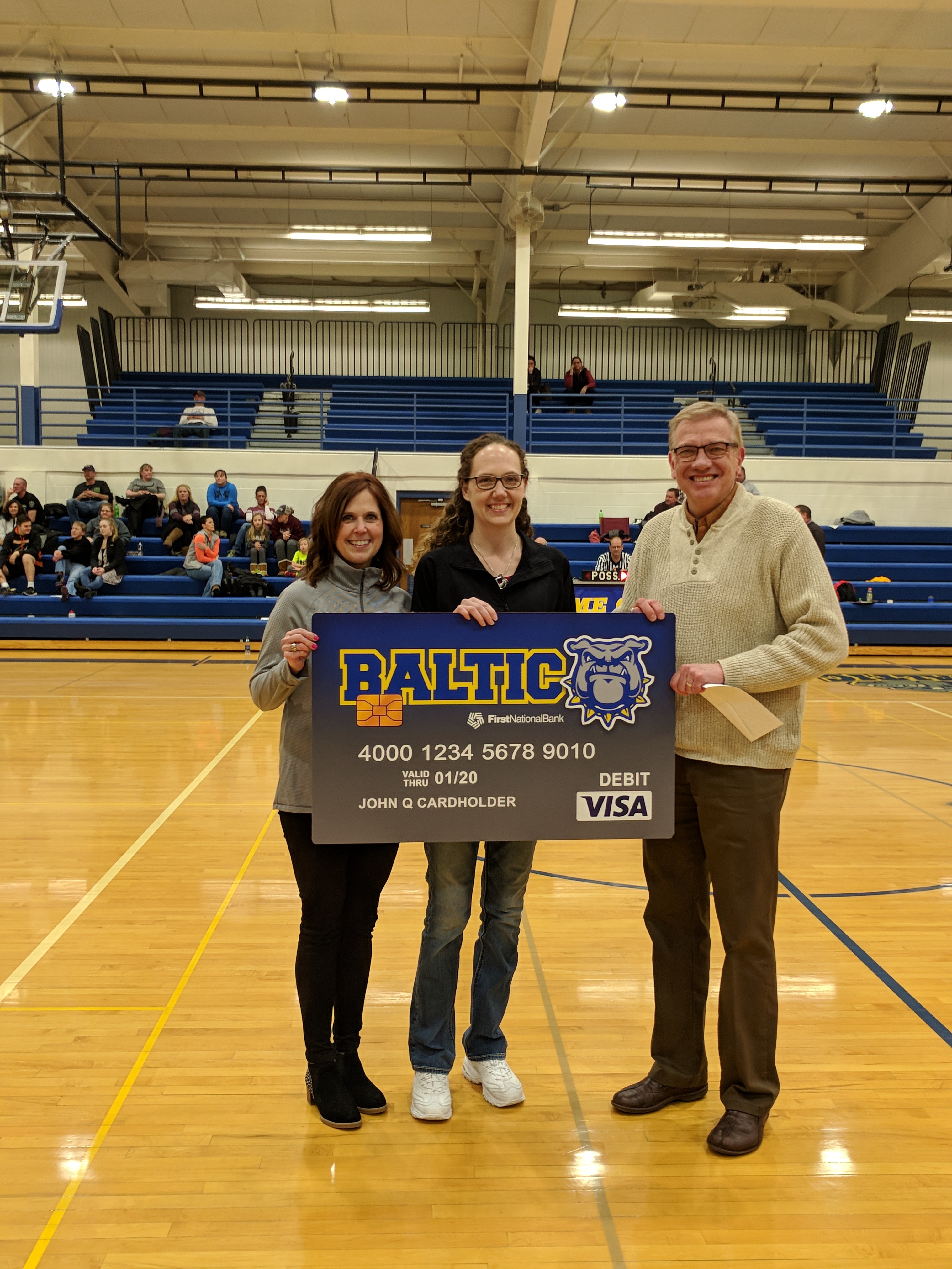 First National Bank presenting a check to the Baltic School District