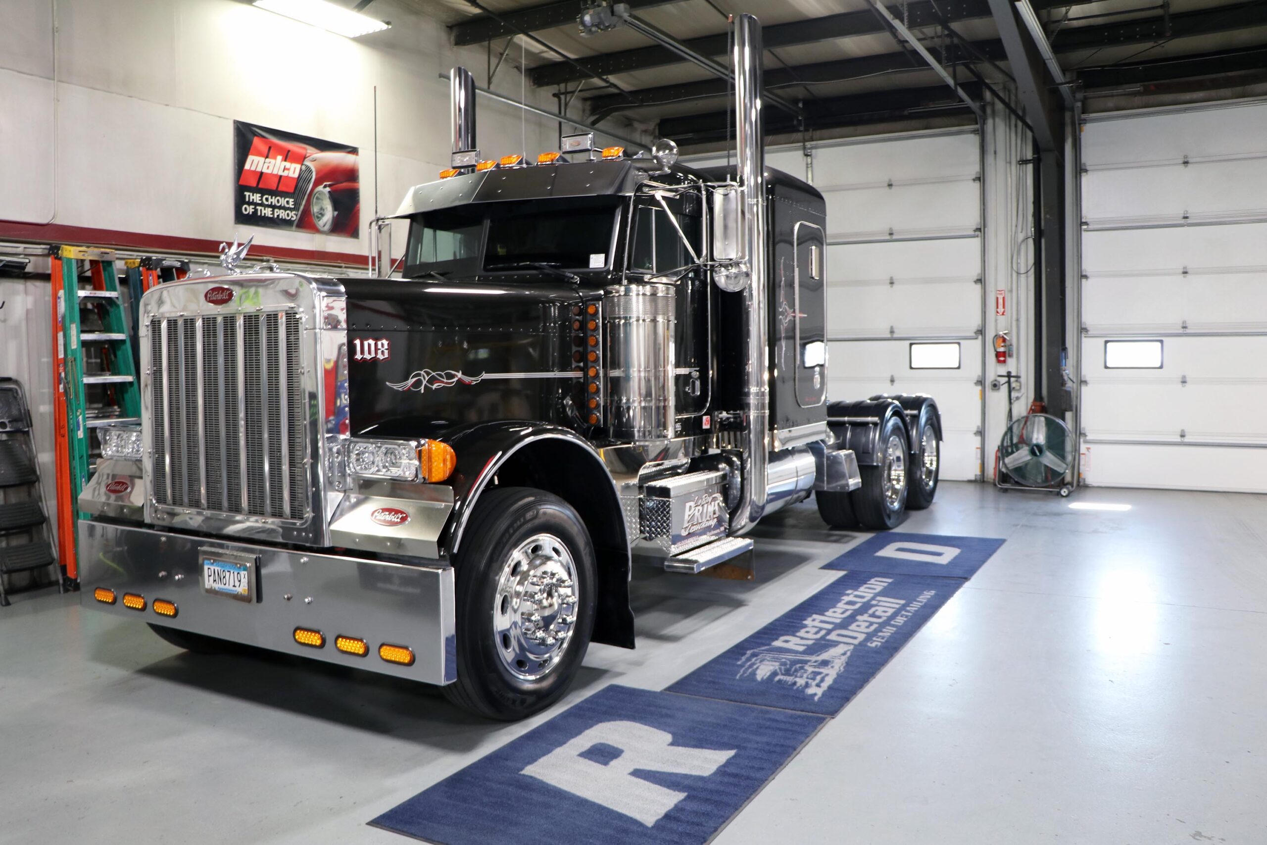 A recently detailed truck sits in the shop at Patrick Golay's business, Reflection Detail.