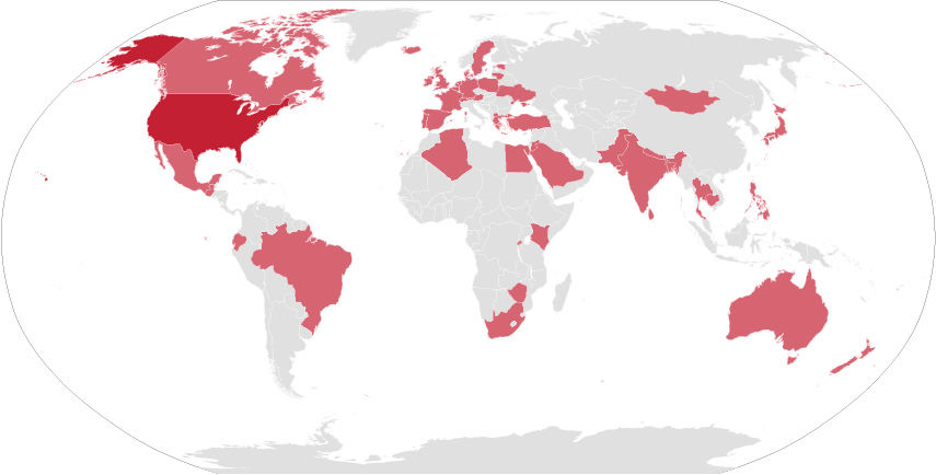 Map of the world depicting downloads of Common Cents on the Prairie by country.