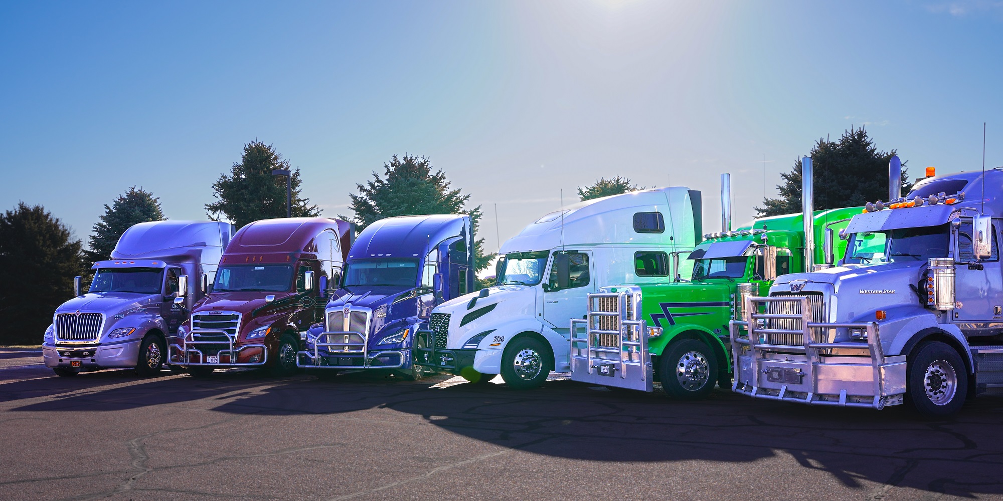 Trucks parked in the parking lot of First National Bank's Benson Road branch.