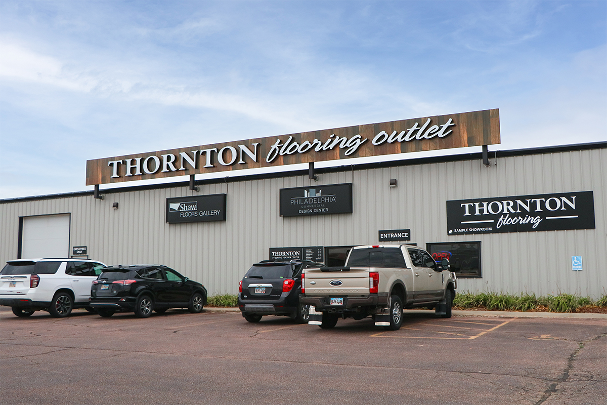 Thornton Flooring's Sioux Falls location off the I-29 Tea exit.