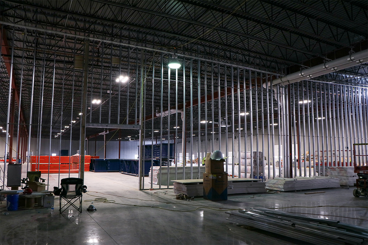 Construction underway in the 109,000-square-foot warehouse Matt Thornton is building in Sioux Falls.