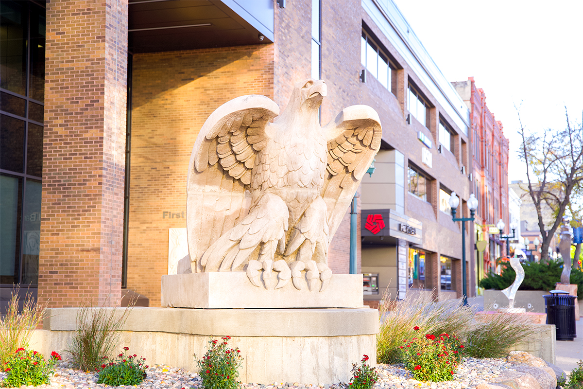 First National Bank's eagle statue in downtown Sioux Falls.