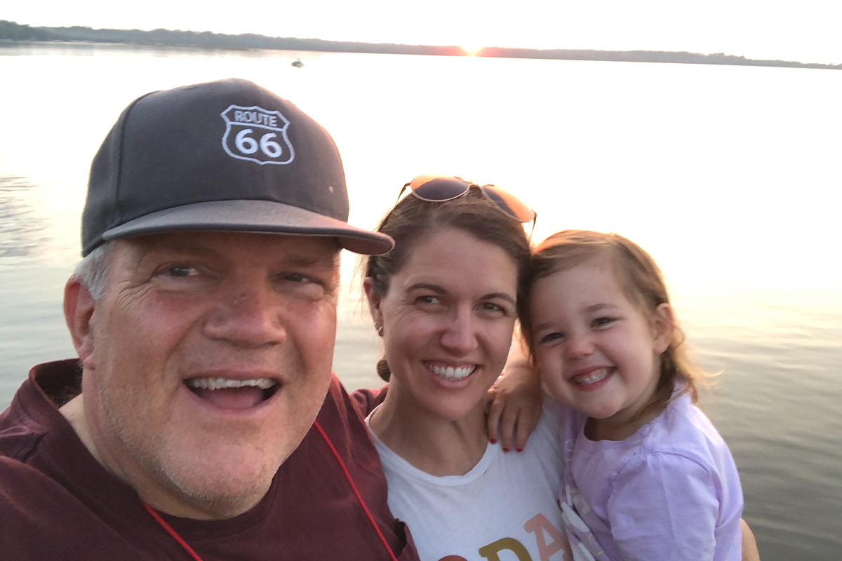 Maggie Groteluschen at the lake with her dad and daughter.