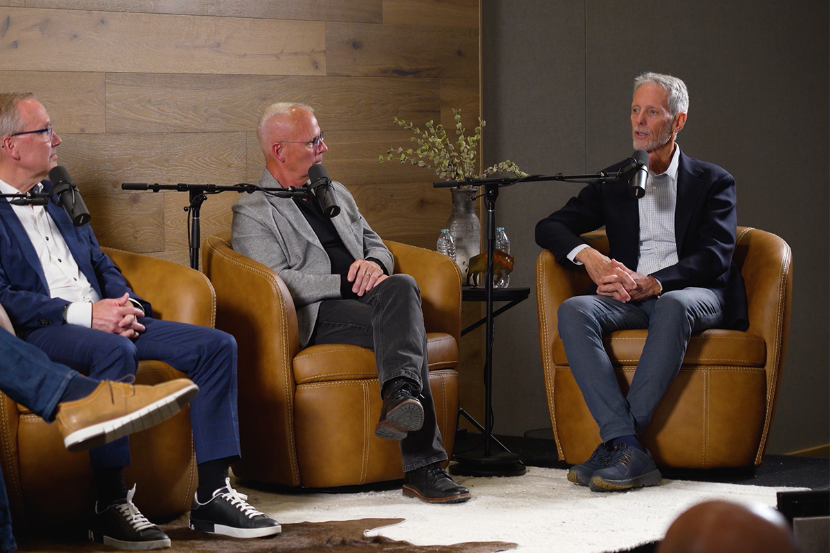 Craig Snyder, Mike Wells, and Joe Kirby recording an episode of the Common Cents on the Prairie podcast.