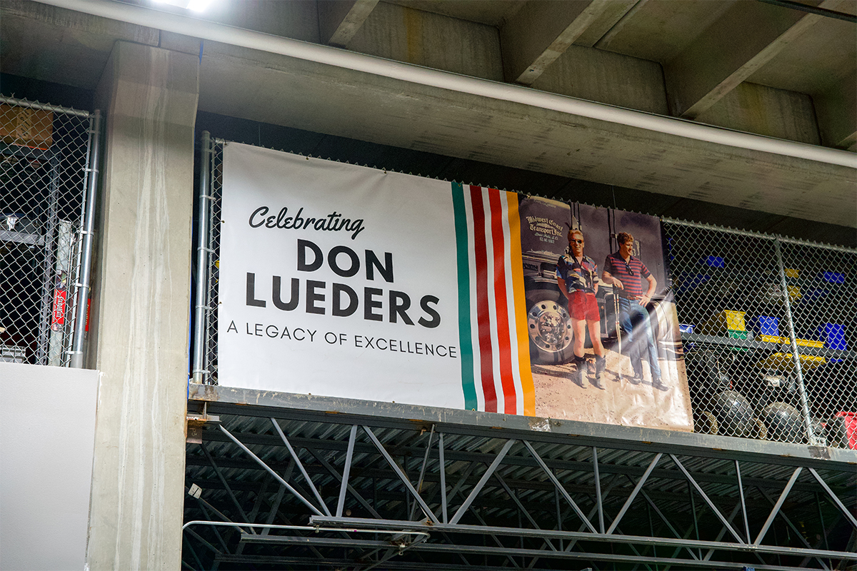A banner that reads, "Celebrating Don Lueders, a legacy of excellence."