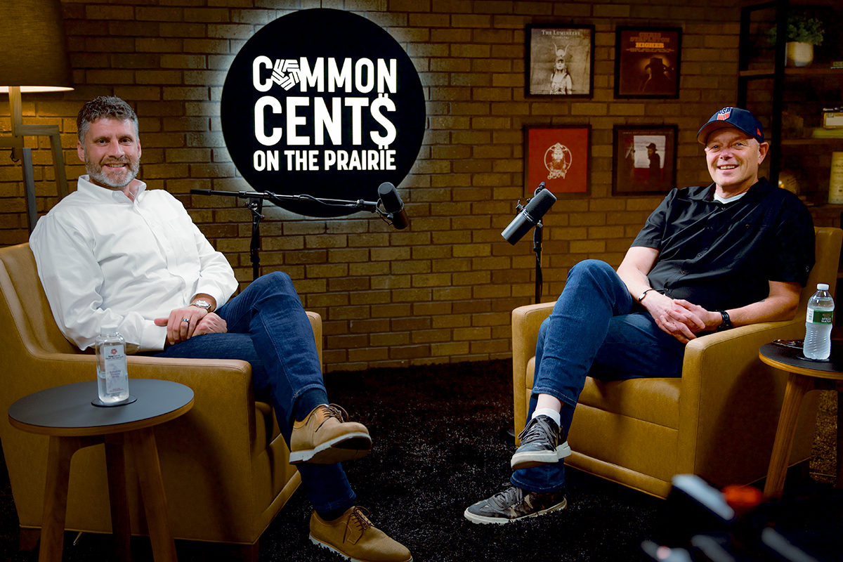 Bob Simpson and Adam Cox on an episode of the Common Cents on the Prairie podcast.
