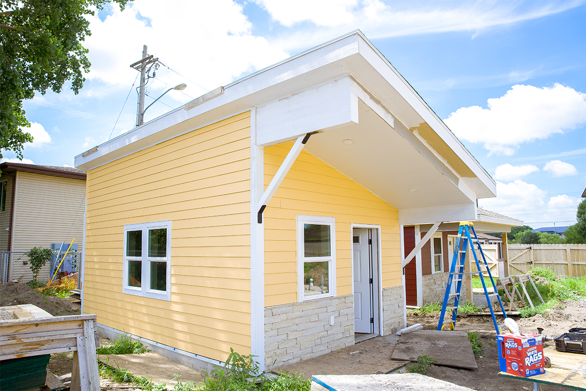 A tiny house in the Veterans Community Project village.