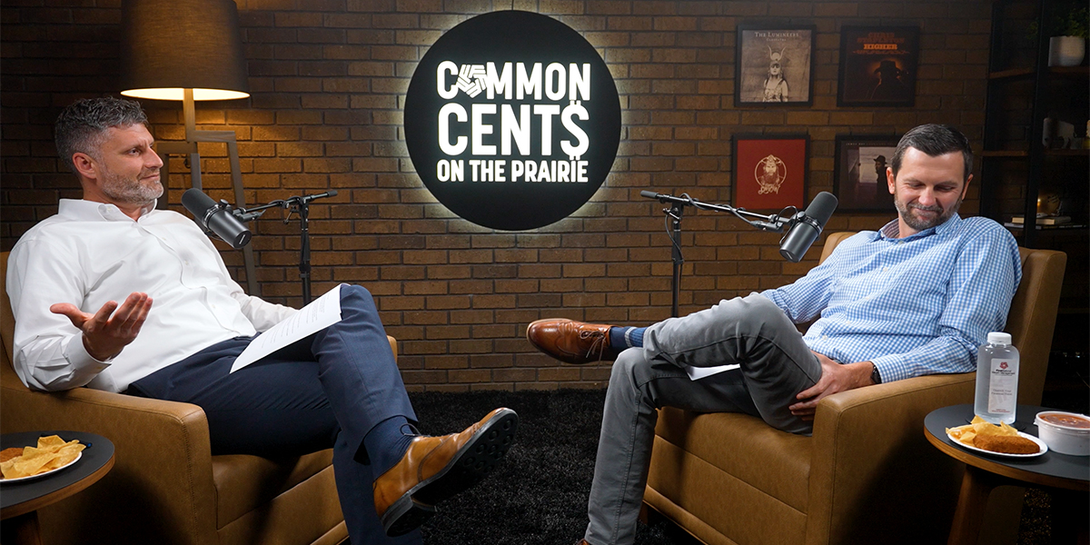 Adam Cox and Kyle Cipperley on an episode of the Common Cents on the Prairie podcast.