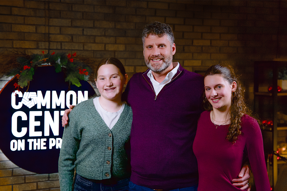 Adam Cox with his daughters, Adeline and Nora.
