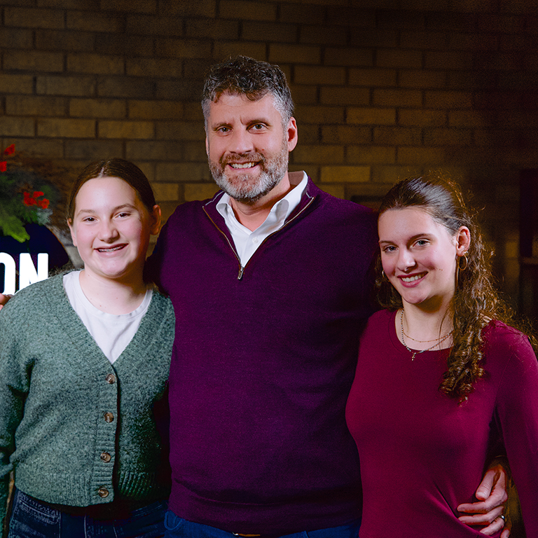 Adam Cox with his daughters, Adeline and Nora.