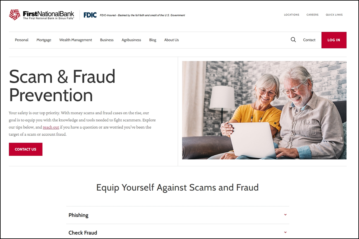First National Bank's website.