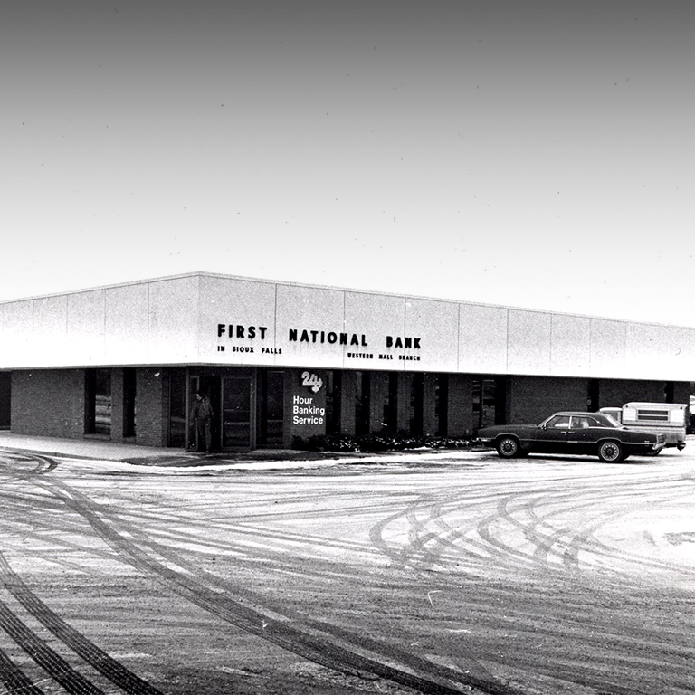 First National Bank's Western Mall branch in the 1970s.