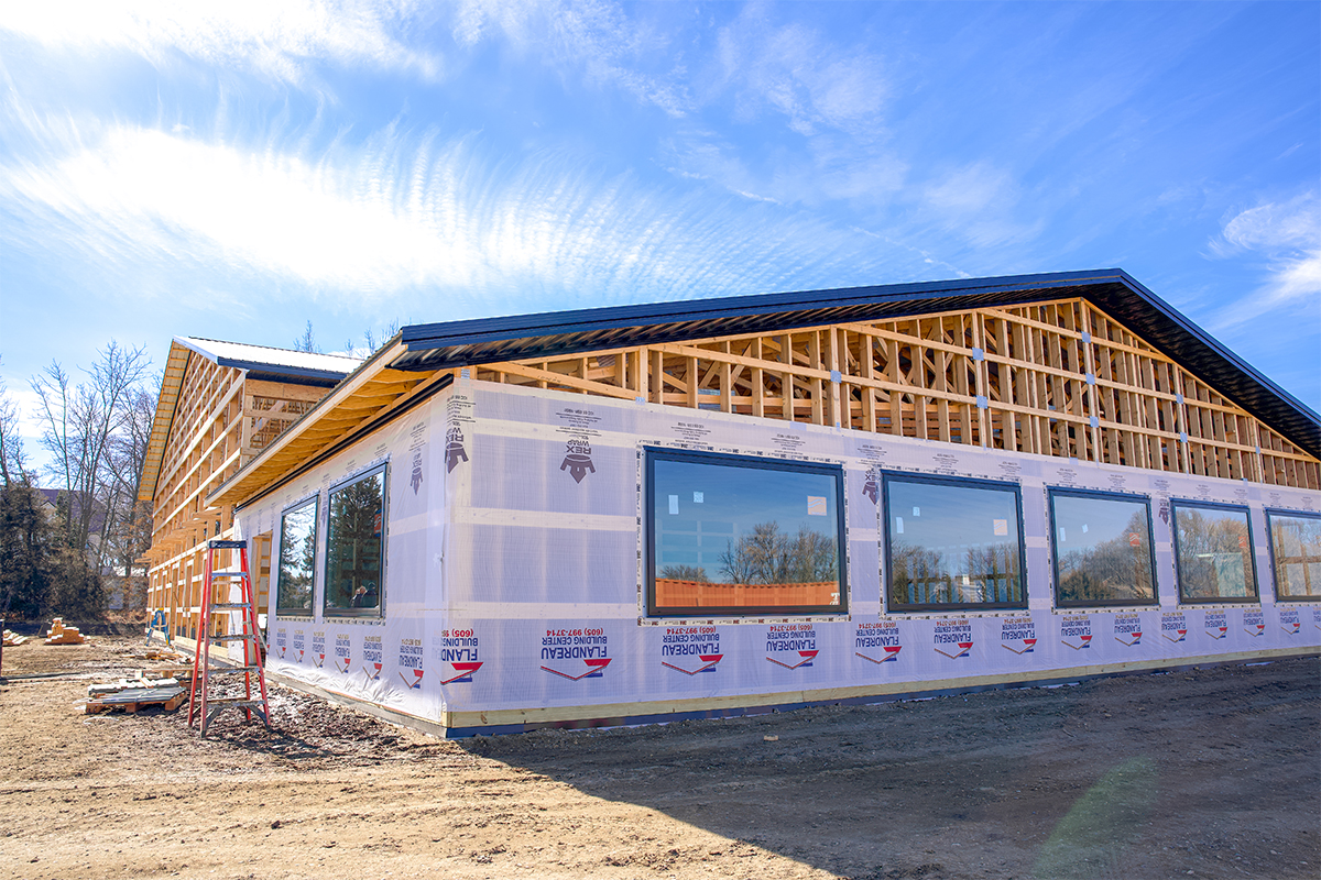 A future athletic facility under construction.