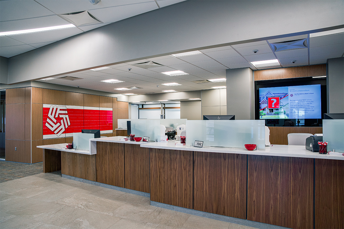First National Bank's newly remodeled Western Mall branch.