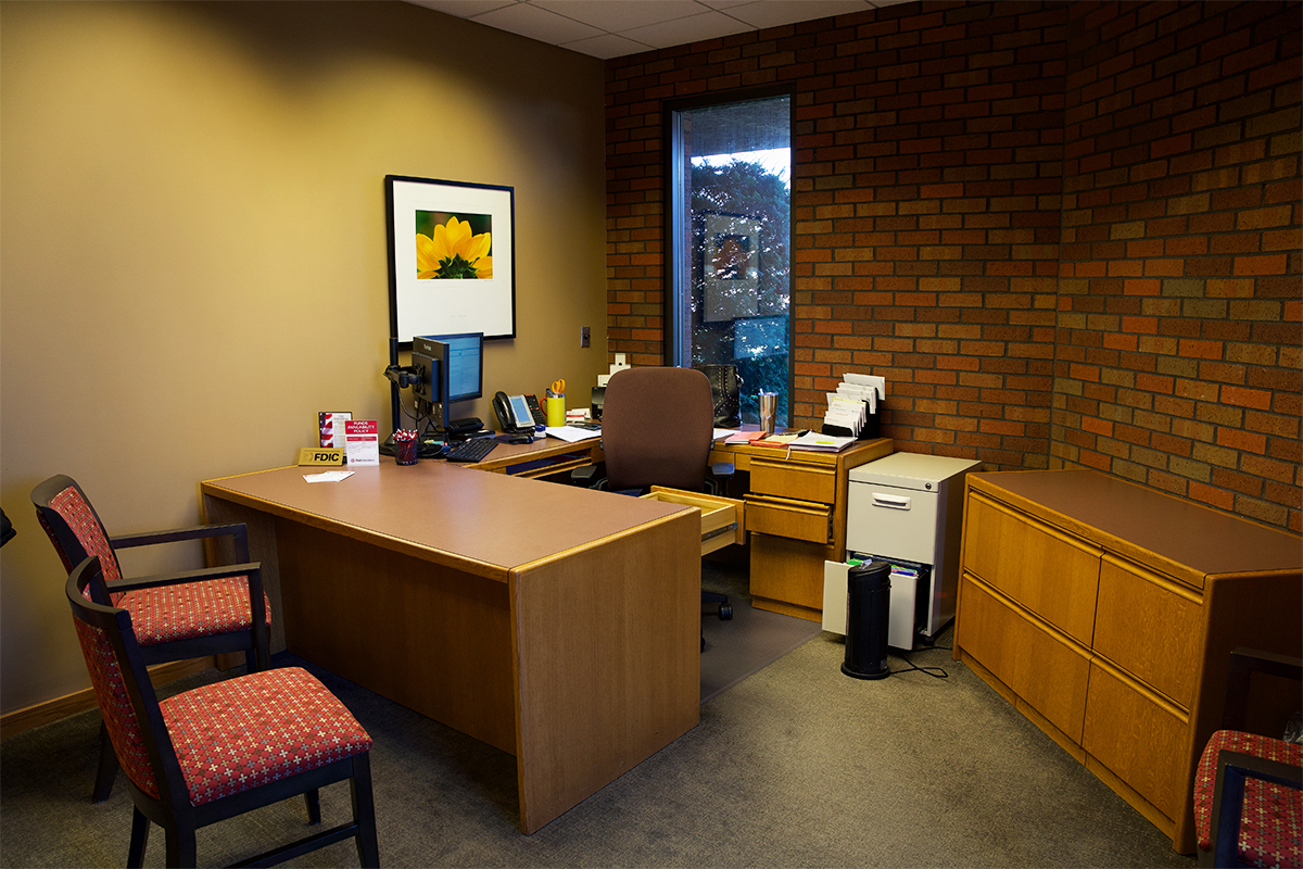 First National Bank's Western Mall branch before a recent remodel.