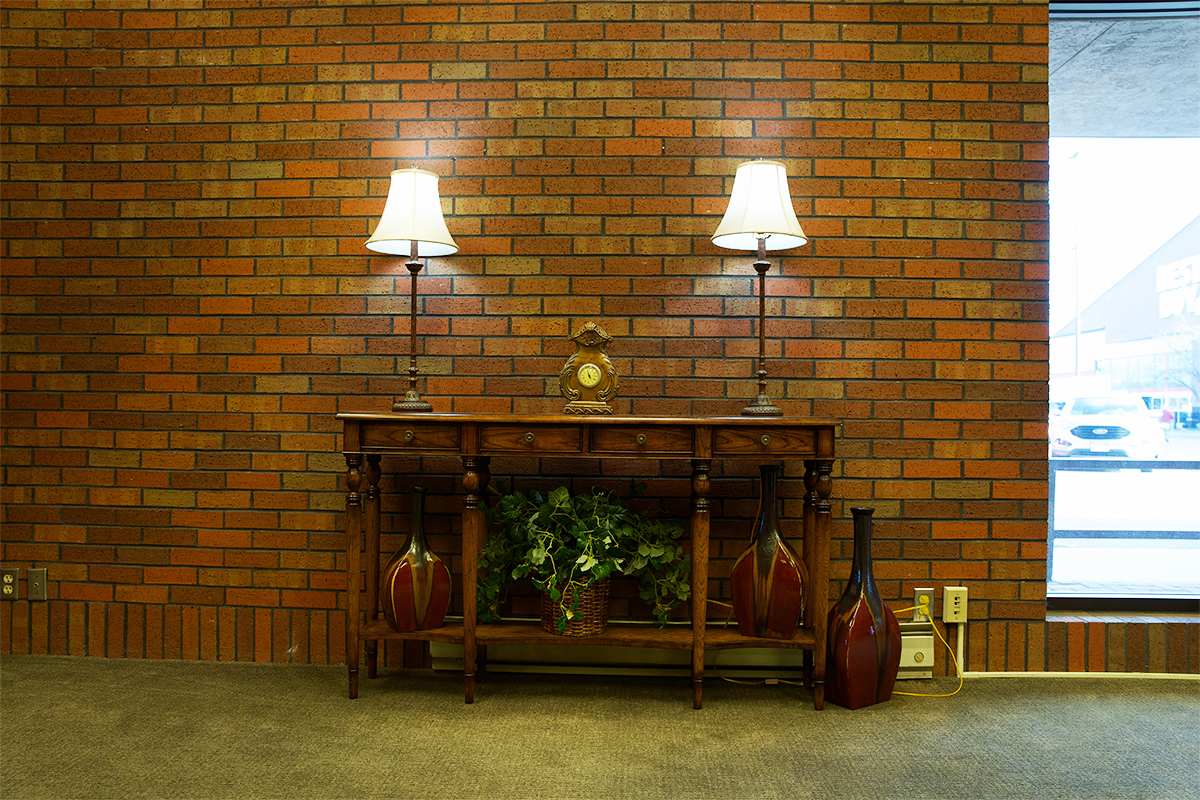 First National Bank's Western Mall branch before a recent remodel.