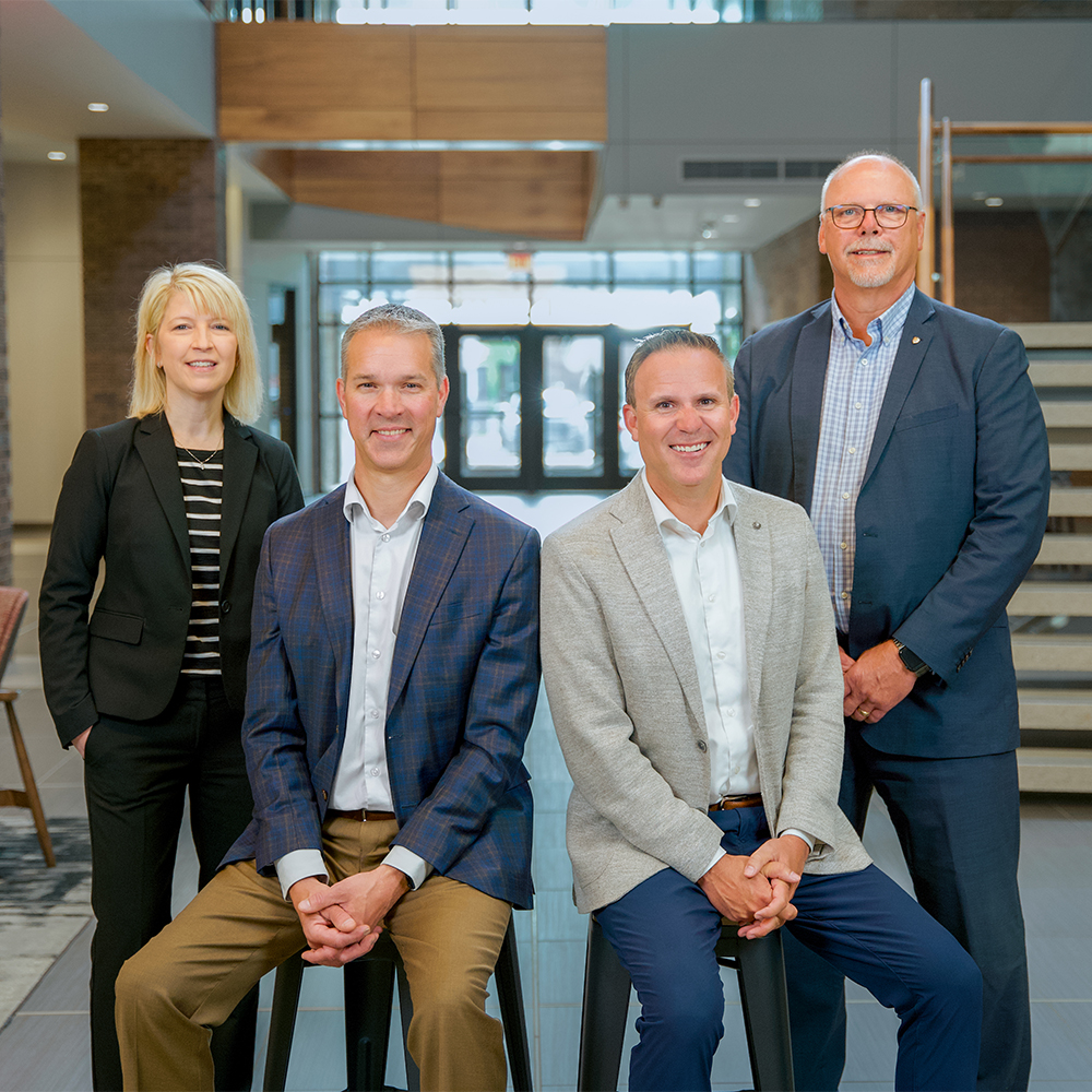 Jill Mockler, Jeremy Keckler, Derek Ohme, and Russ Robers at The First National Bank in Sioux Falls.