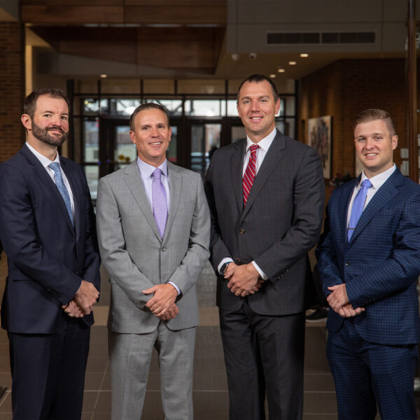 Nick Bentele, Derek Ohme, Scott Speer, and Blake Chesley at The First National Bank in Sioux Falls.